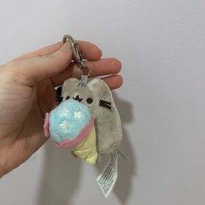 Cute Pusheen Keychain with Ice Cream strap clip